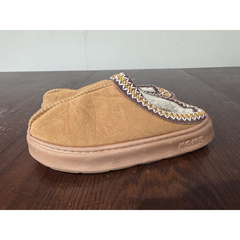 HOME Memory Foam House Slippers Women's 9 Brown Faux Suede Sherpa Lined Clogs - Picture 3 of 6